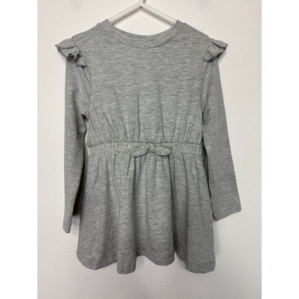 Splendid Girls 3T Ruffle Trim Dress Heather Gray Long Sleeve Elastic Waist NWT